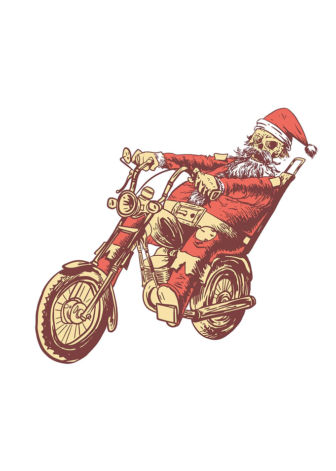 SKELETON SANTA MOTORBIKE