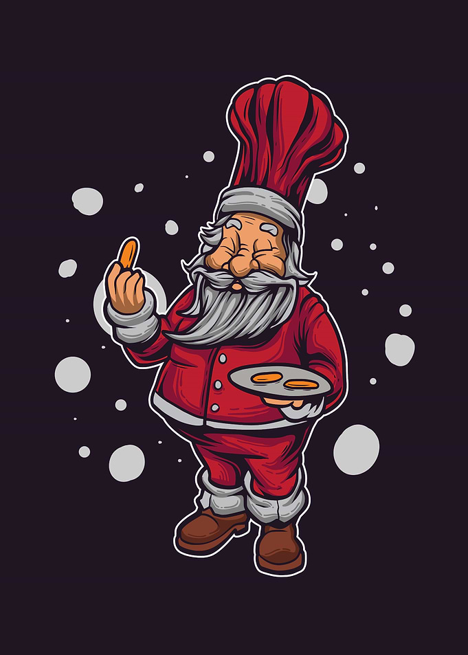 Chef santa offers food