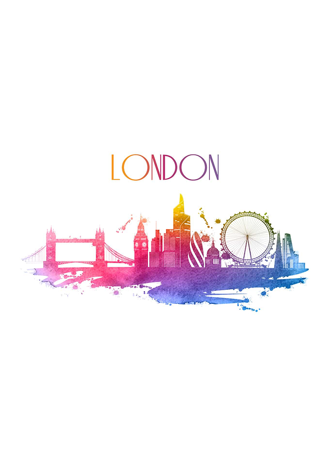 LONDON WATERCOLOR SKYLINE