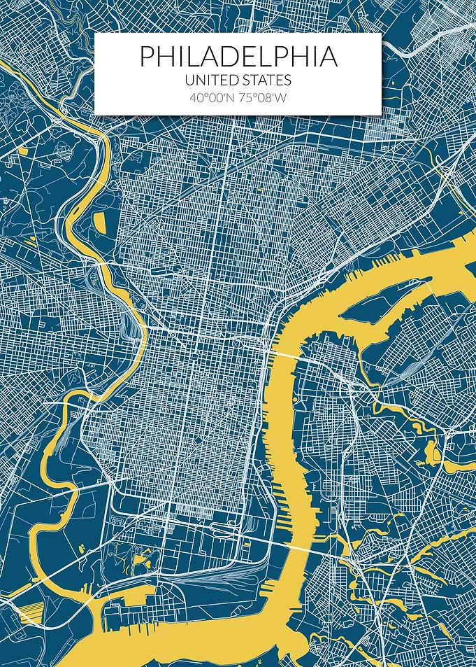 Philadelphia Map Blue