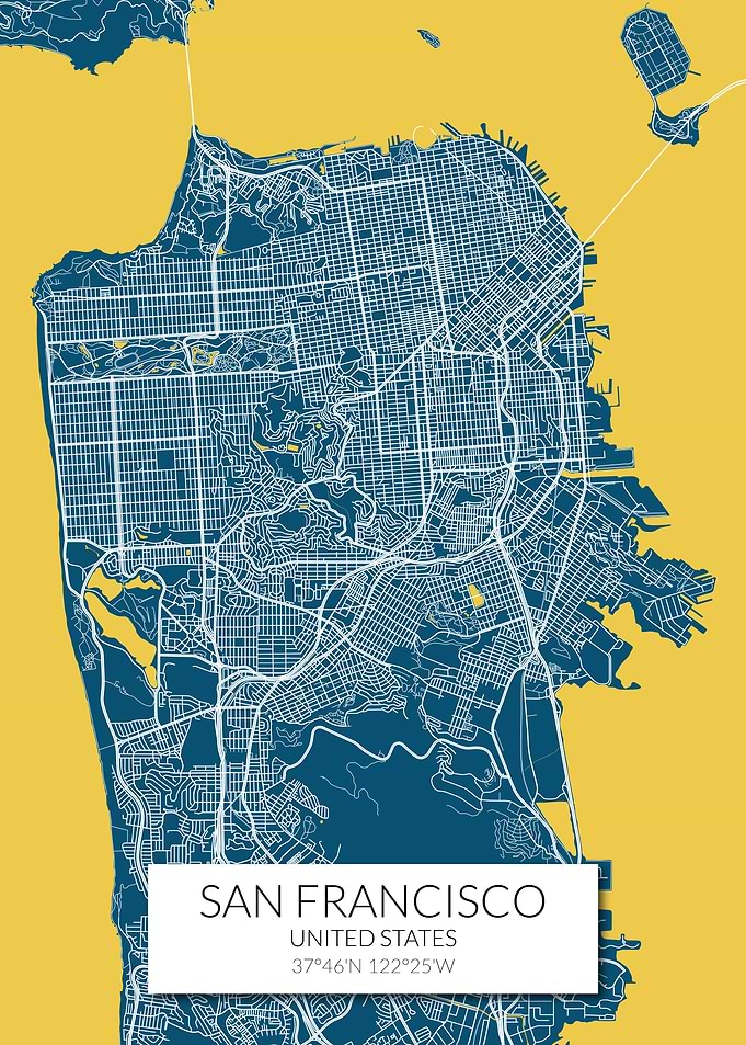 San Francisco Map Blue