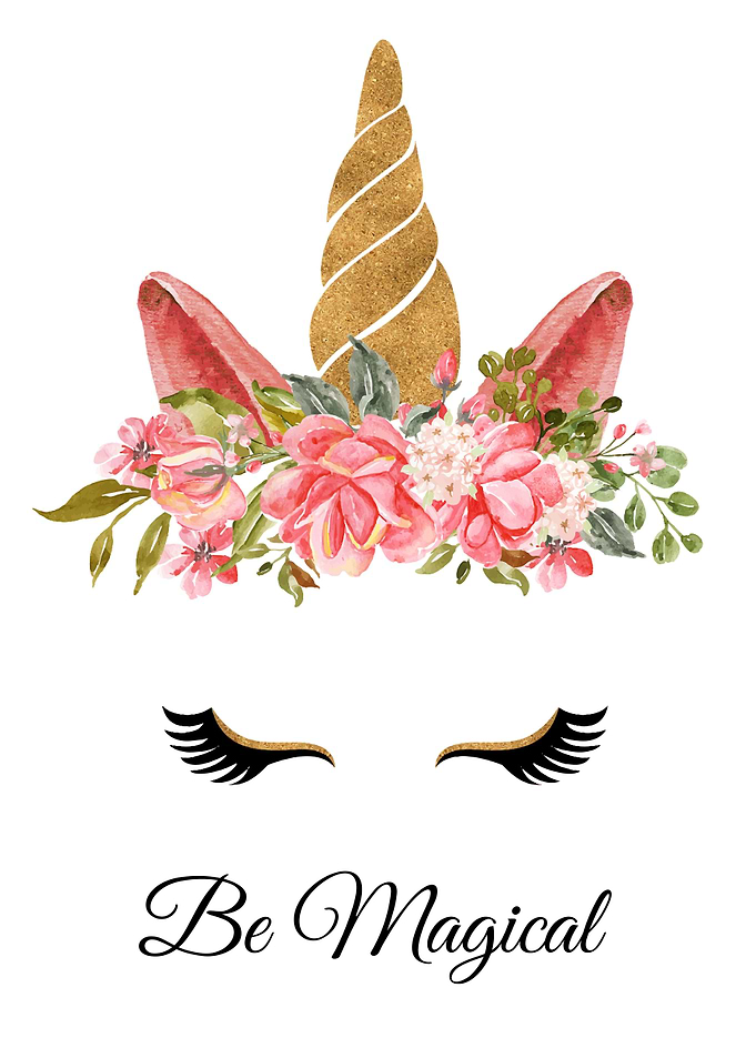 unicorn with floral wreath