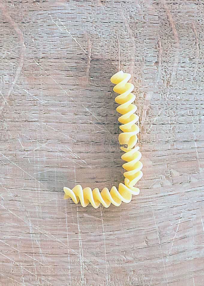 Letter composed with pasta