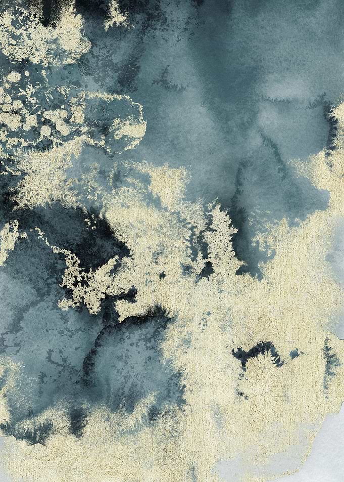 Deep Blue Gold Abstract 05