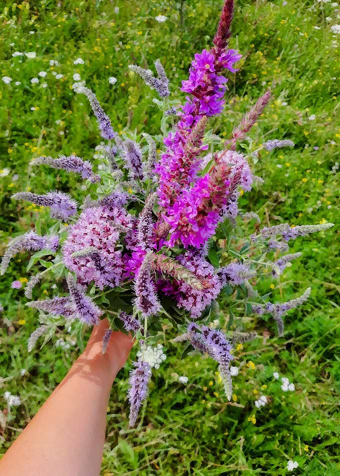 Mint wildflowers bouquet