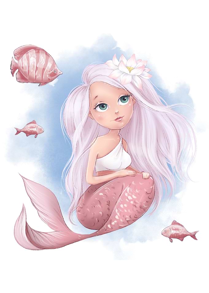 Mermaid and fish
