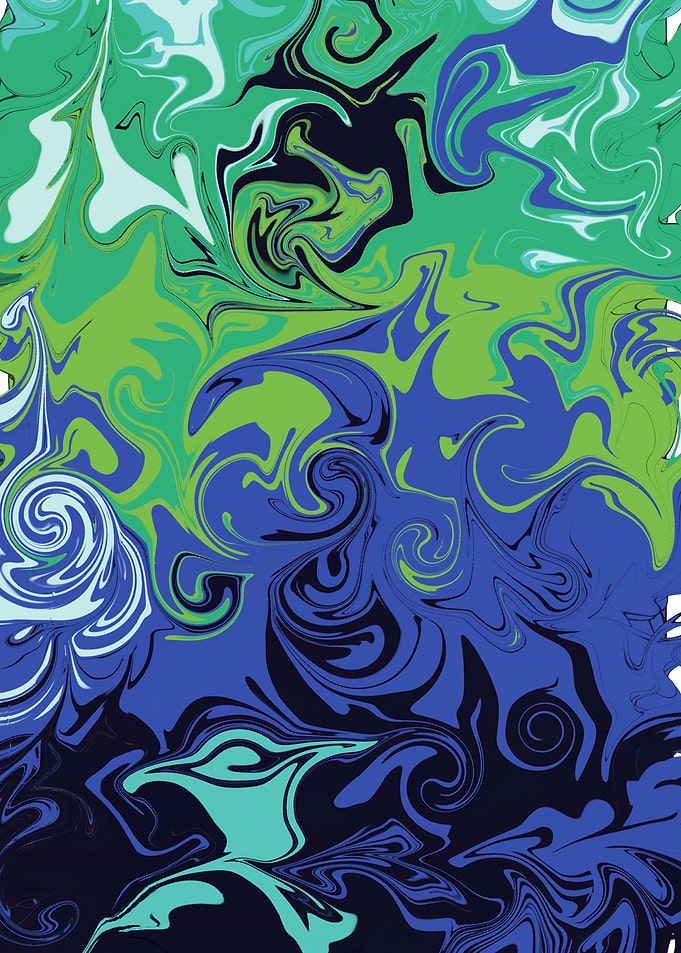 Green Blue Marble Print