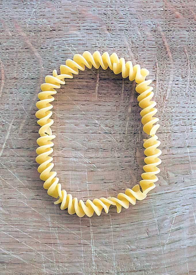 Letter composed with pasta
