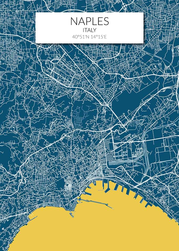 Naples Map Blue Yellow