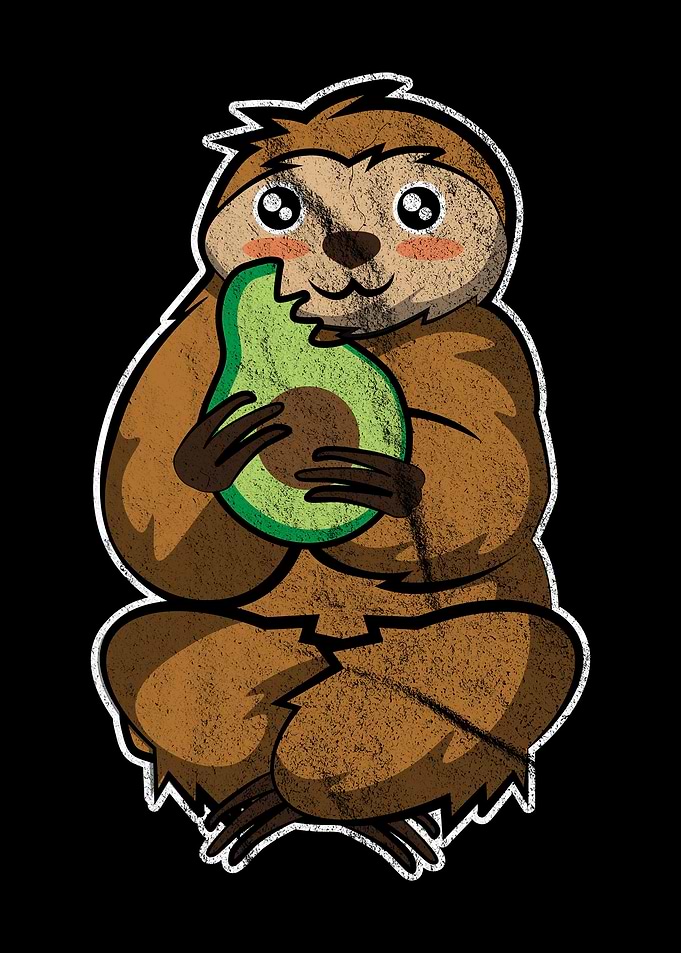 Sloth Eating Avocado Vegan