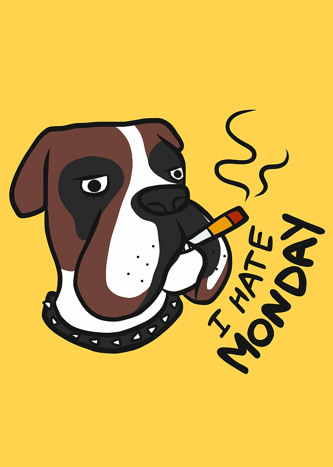 I hate Monday Boxer dog
