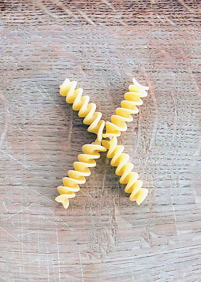 Letter composed with pasta