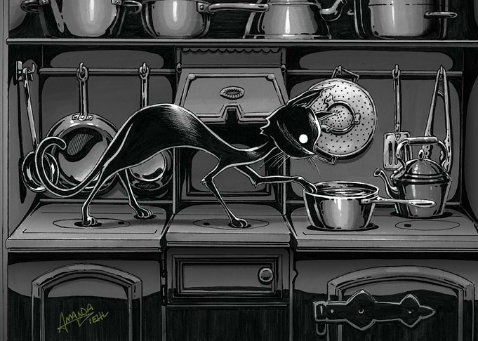 Boo Kitty Sees What Cooks