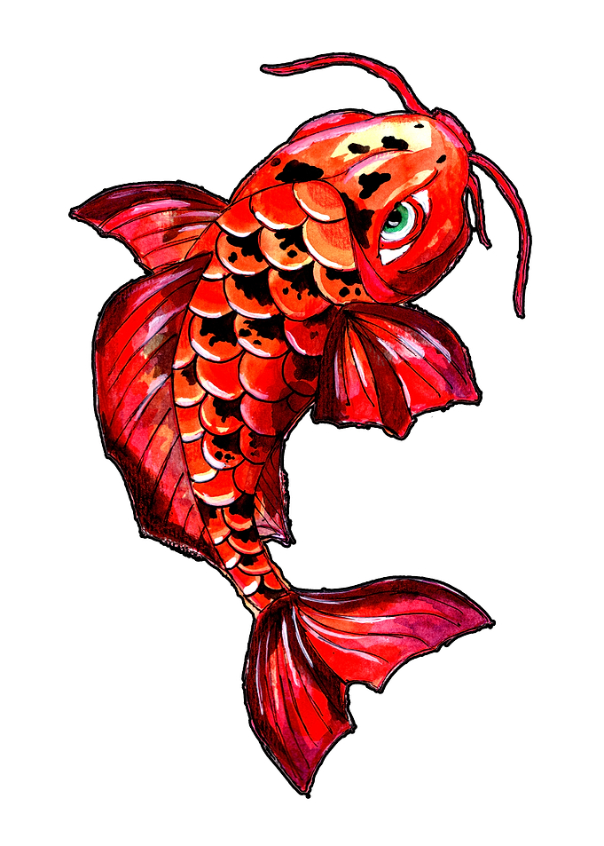 Red Koi Carp Fish Tattoo