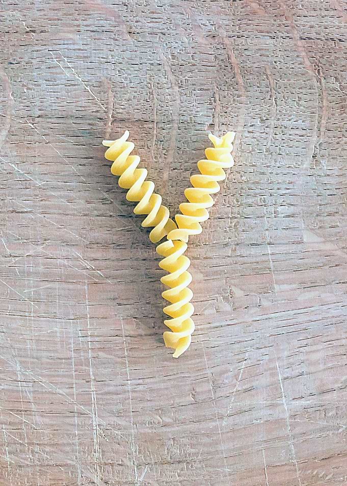Letter composed with pasta