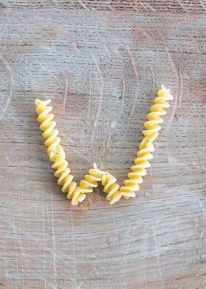 Letter composed with pasta