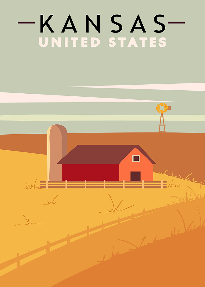 Kansas retro poster