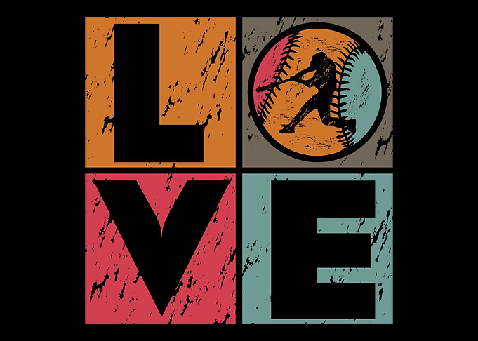 Love Baseball Retro Bat