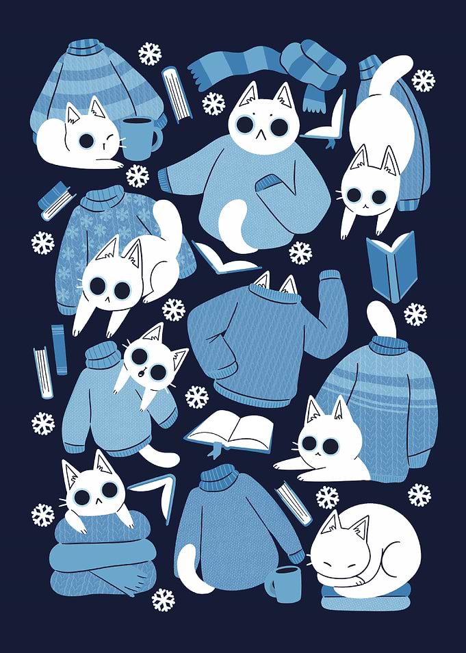 Cats Sweater and Books