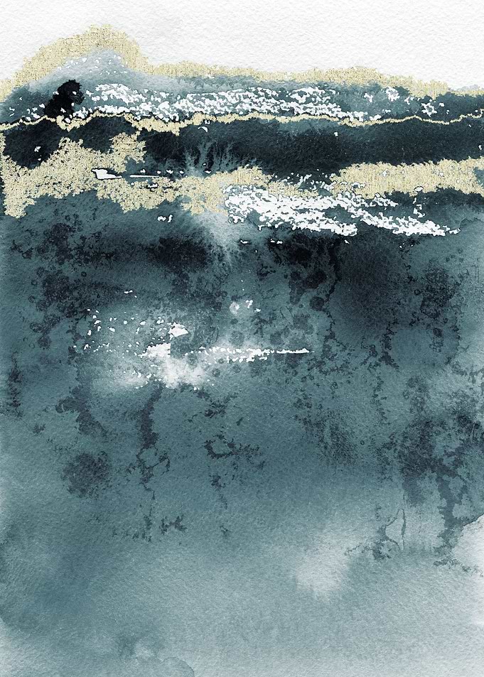 Deep Blue Gold Abstract 14