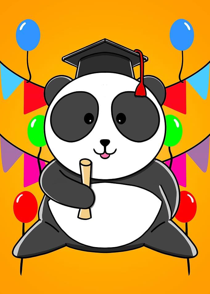 Cute Panda student diploma