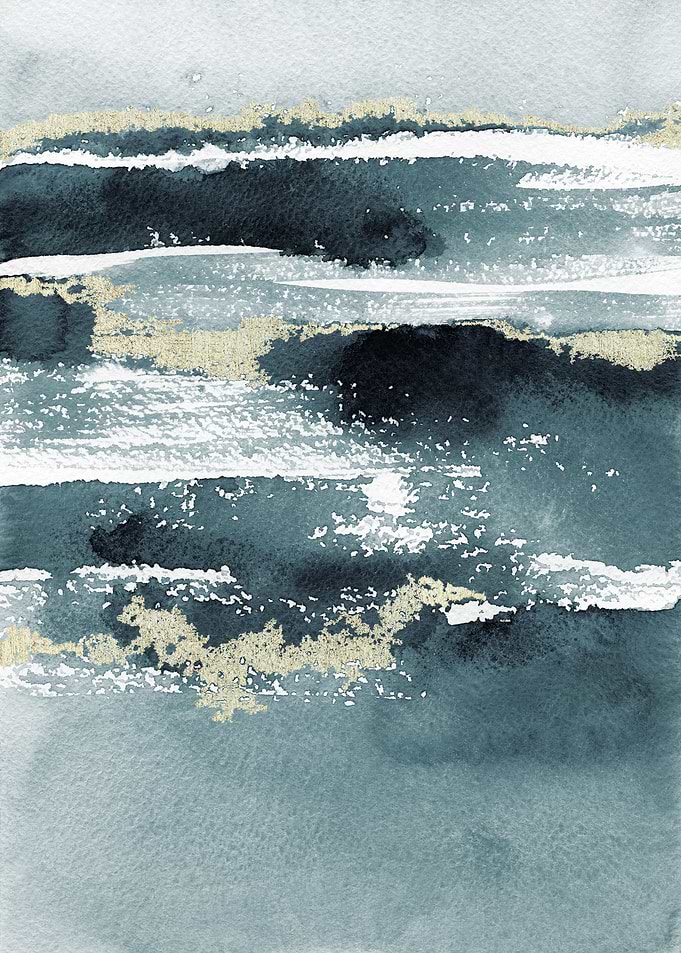 Deep Blue Gold Abstract 13