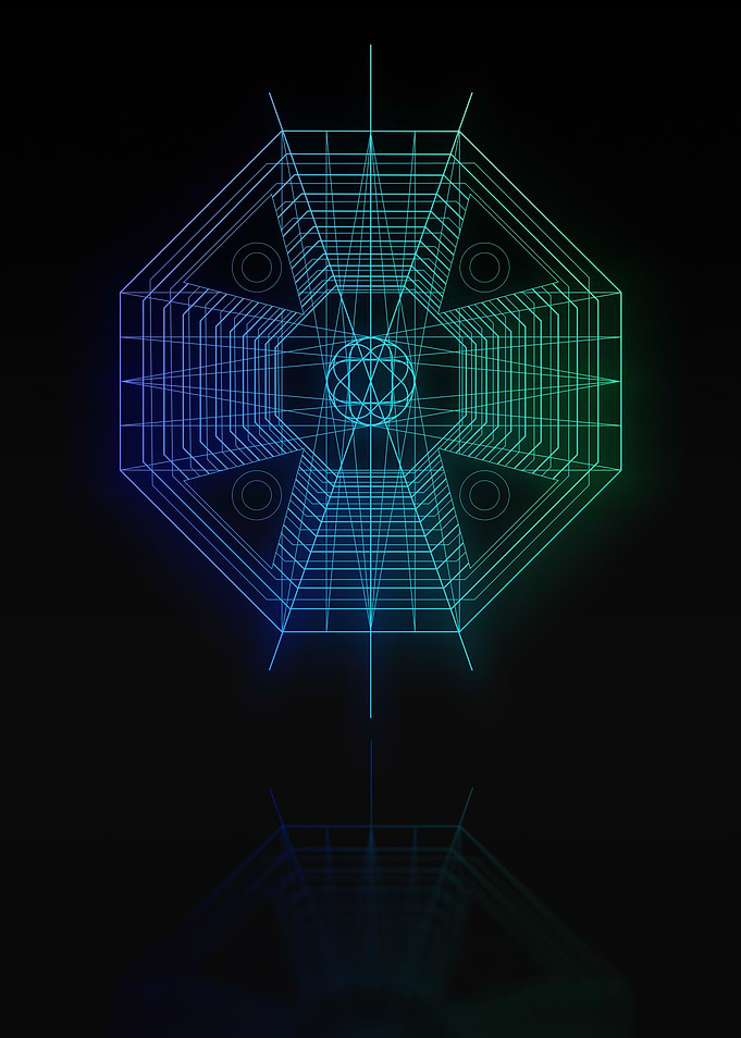 Neon Blue Geometric Glyph