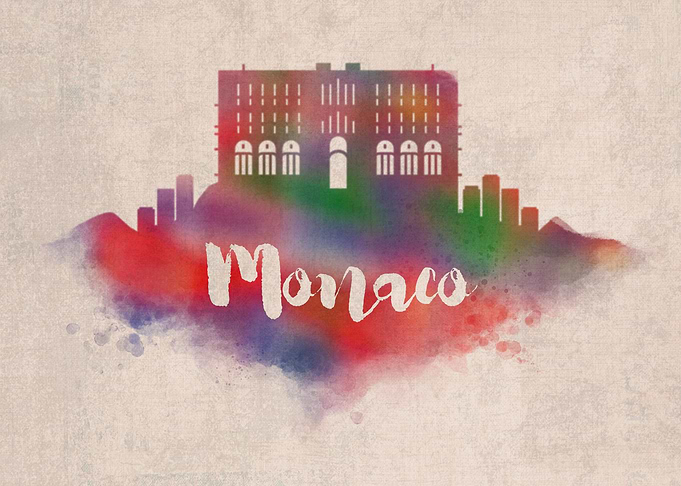 Monaco Watercolor City Sky