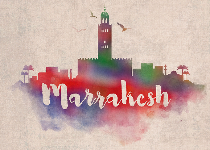 Marrakesh Watercolor City