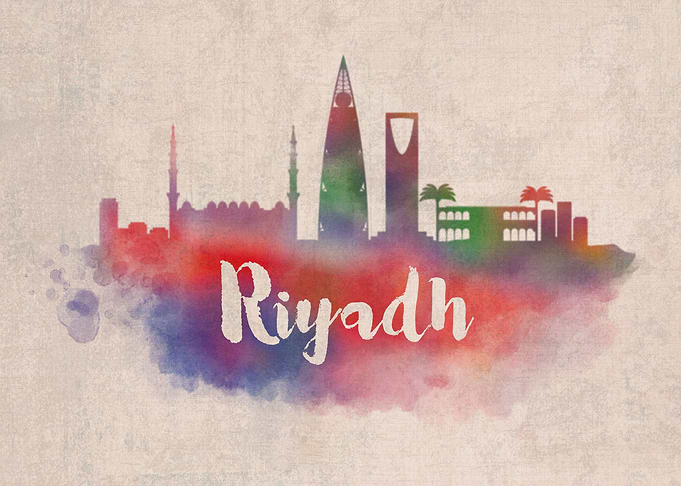 Riyadh Watercolor City Sky