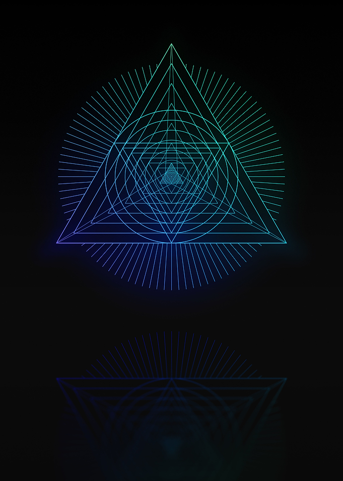 Neon Blue Geometric Glyph