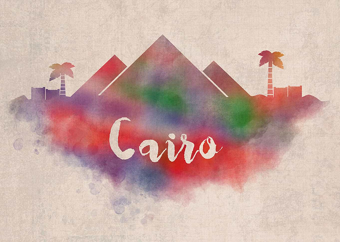 Cairo Watercolor City Sky