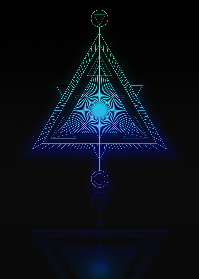 Neon Blue Geometric Glyph