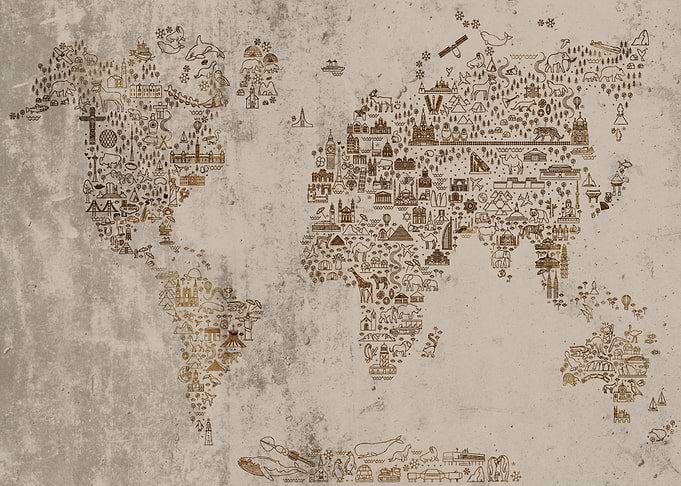 World Travel Icons Map