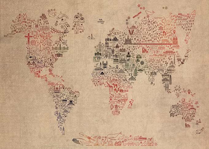 World Travel Icons Map