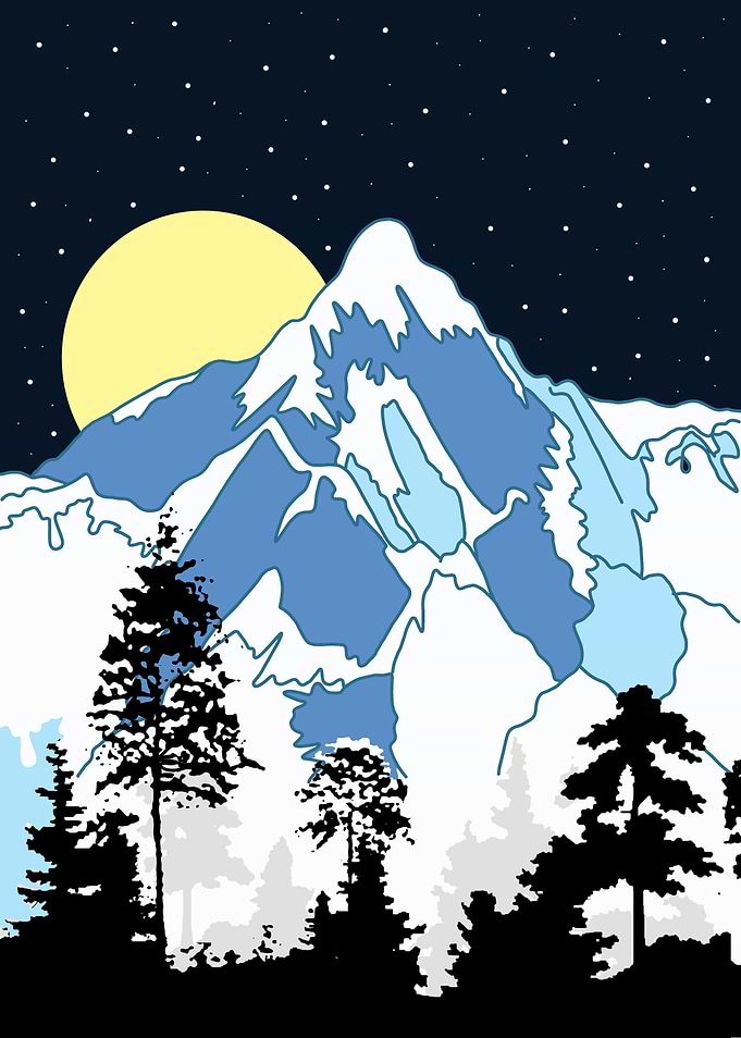 Snowy mountains blue