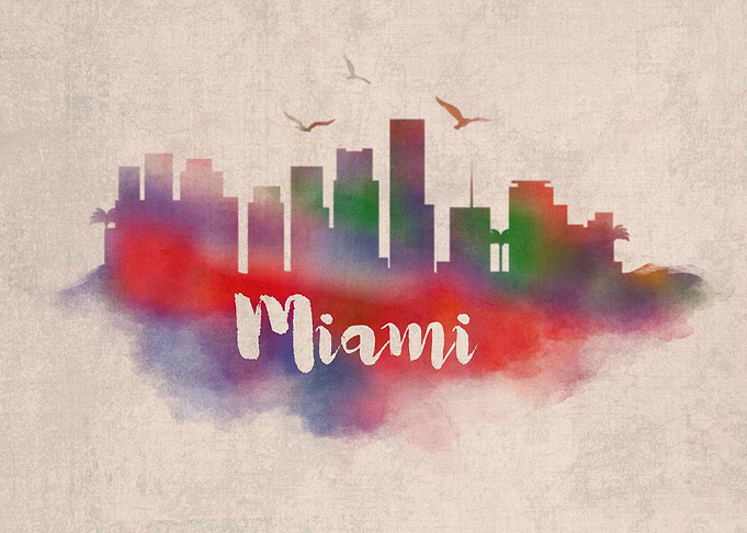 Miami Watercolor City Sky