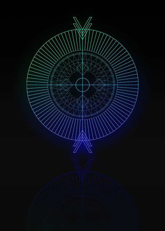 Neon Blue Geometric Glyph