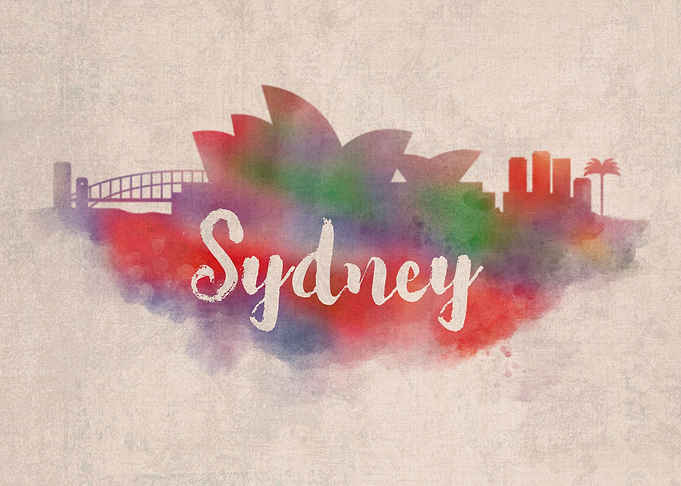 Sydney Watercolor City Sky