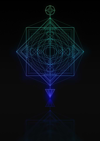 Neon Blue Geometric Glyph