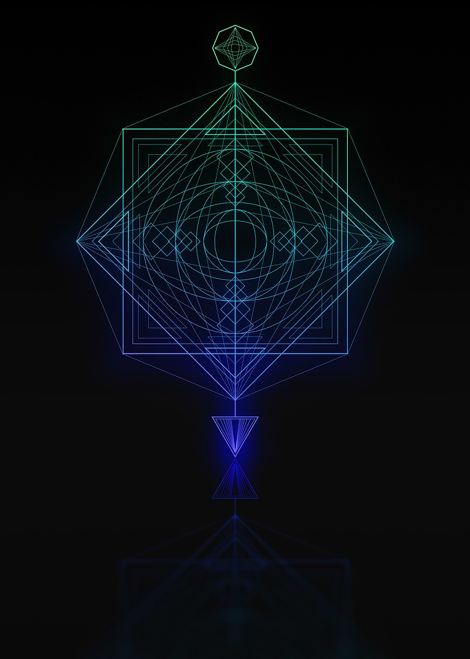 Neon Blue Geometric Glyph