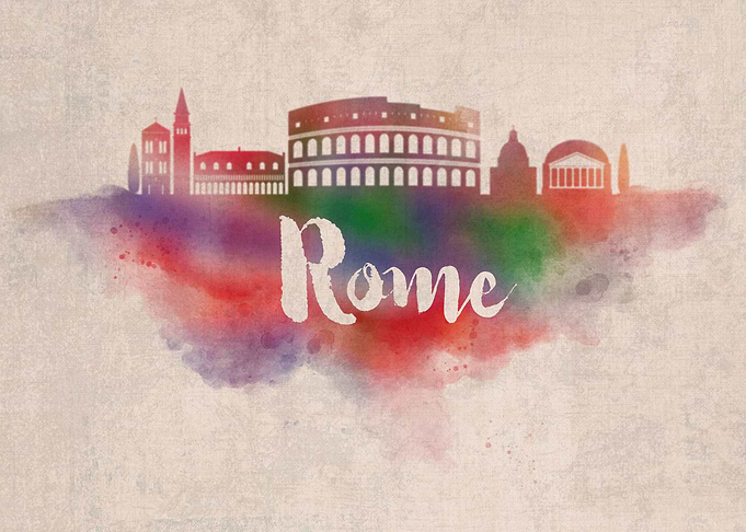 Rome Watercolor City Sky