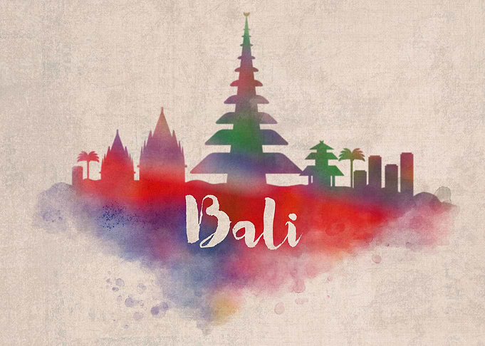 Bali Watercolor City Sky