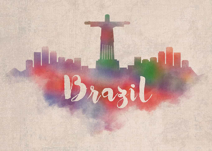 Brazil Watercolor City Sky