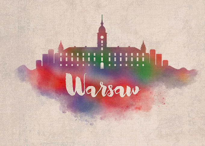 Warsaw Watercolor City Sky