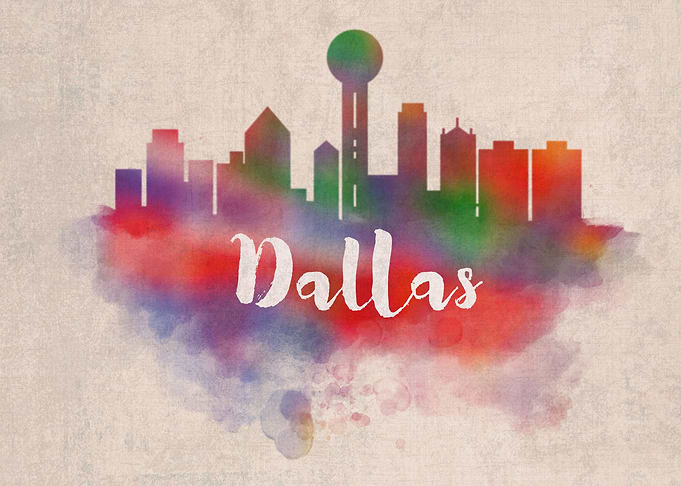 Dallas Watercolor City Sky
