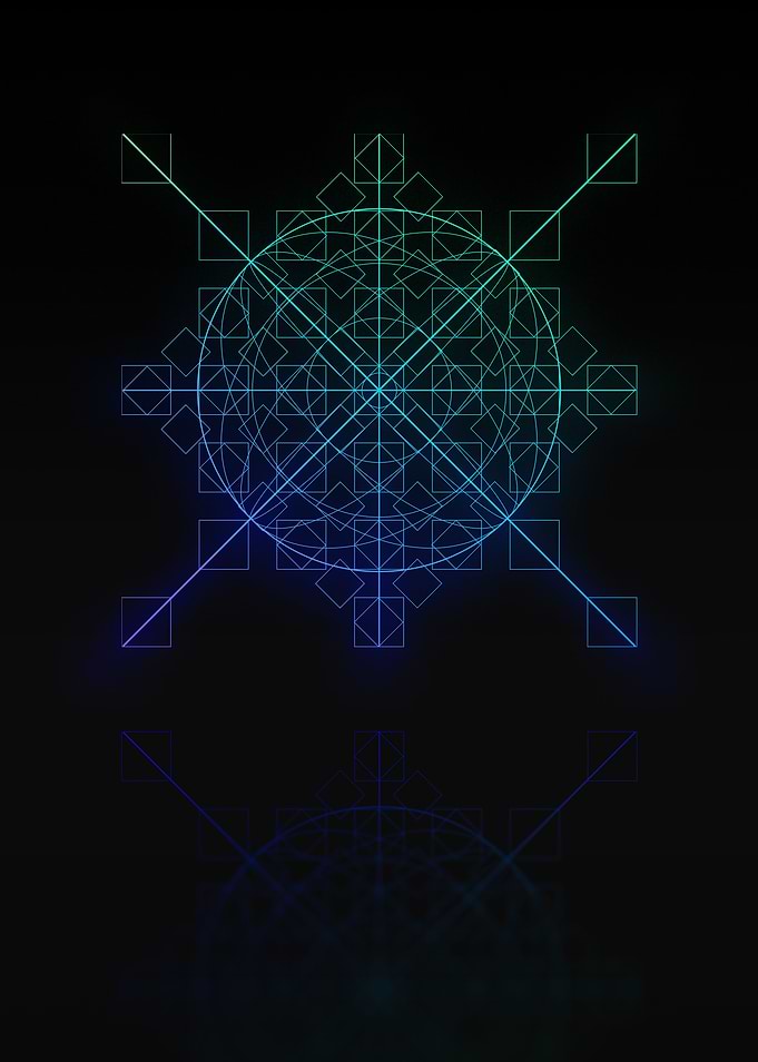 Neon Blue Geometric Glyph