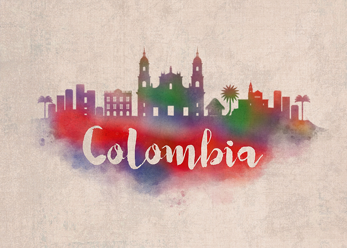 Colombia Watercolor City