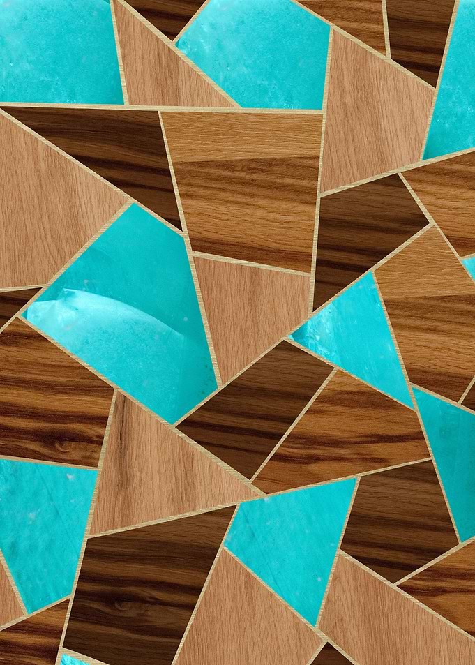 Wood Turquoise Stone Geo 1