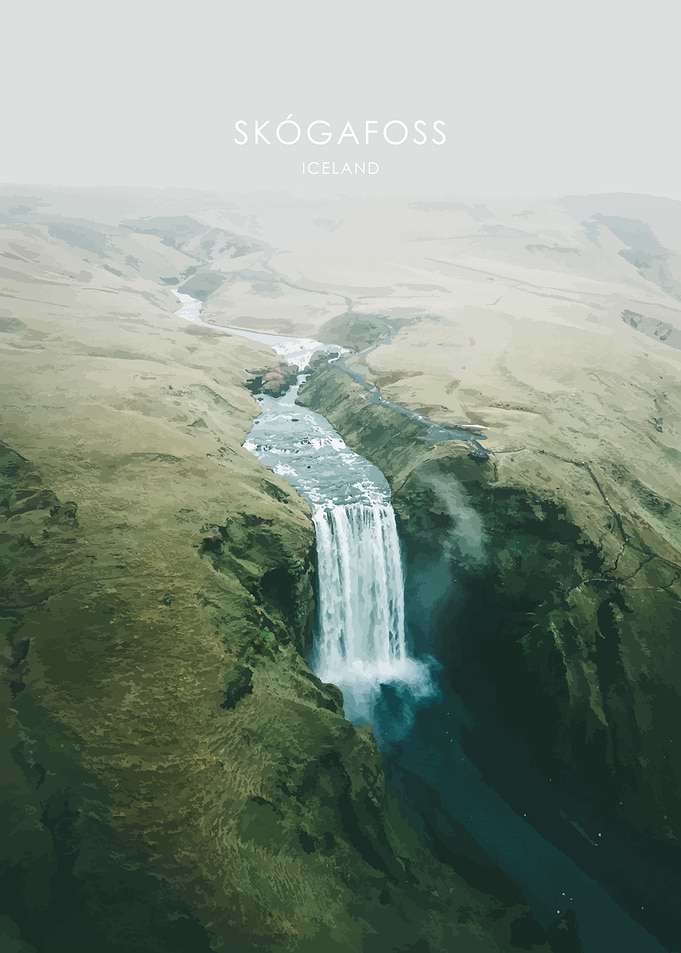 Iceland Waterfall Artwork